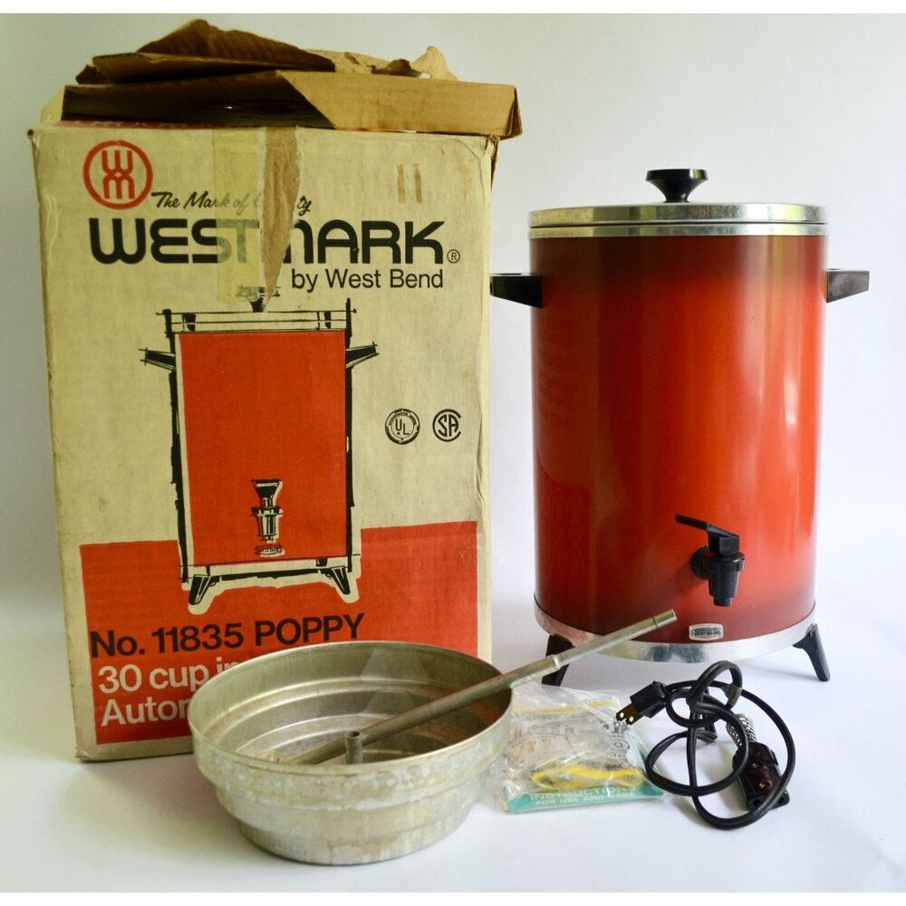 Vintage Westmark West Bend Coffee Percolator Poppy Red 11835 TESTED & WORKS!